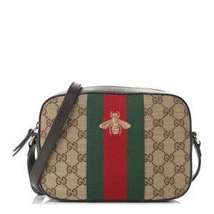 Gucci Supreme Monogram Web Bee Crossbody Bag Tan/Brown